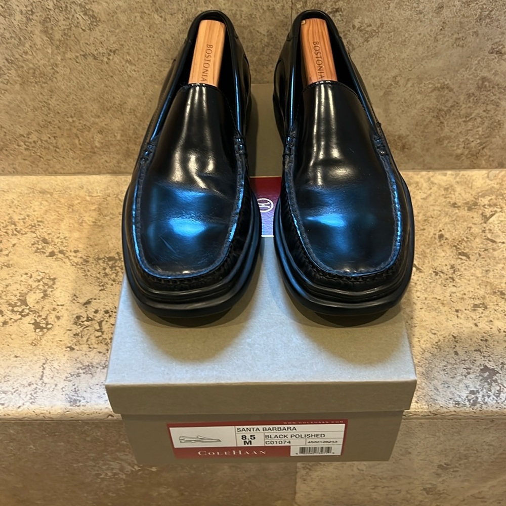 Mens Cole Haan Nike Air Santa Barbara size 8.5 Black Polished shoe trees incl